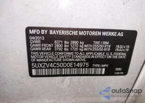 2013 BMW X5 xDrive35I/xDrive35I Premium/xDrive35I Sport Activity z USA, uszkodzony, nr VIN 5UXZV4C50D0E14975